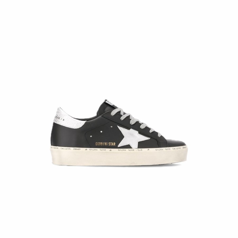 Womens * | Shop New Golden Goose Hi Star Leather Upper Laminated Star Black/Silver Women Gwf00118.F000328.90179