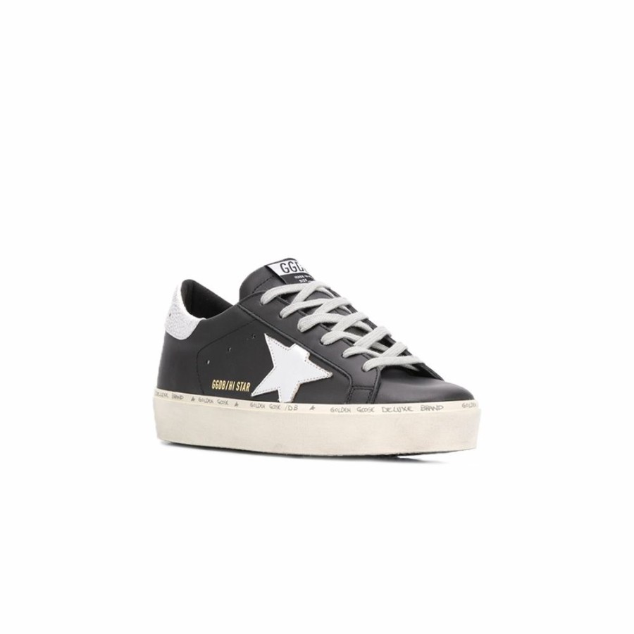 Womens * | Shop New Golden Goose Hi Star Leather Upper Laminated Star Black/Silver Women Gwf00118.F000328.90179