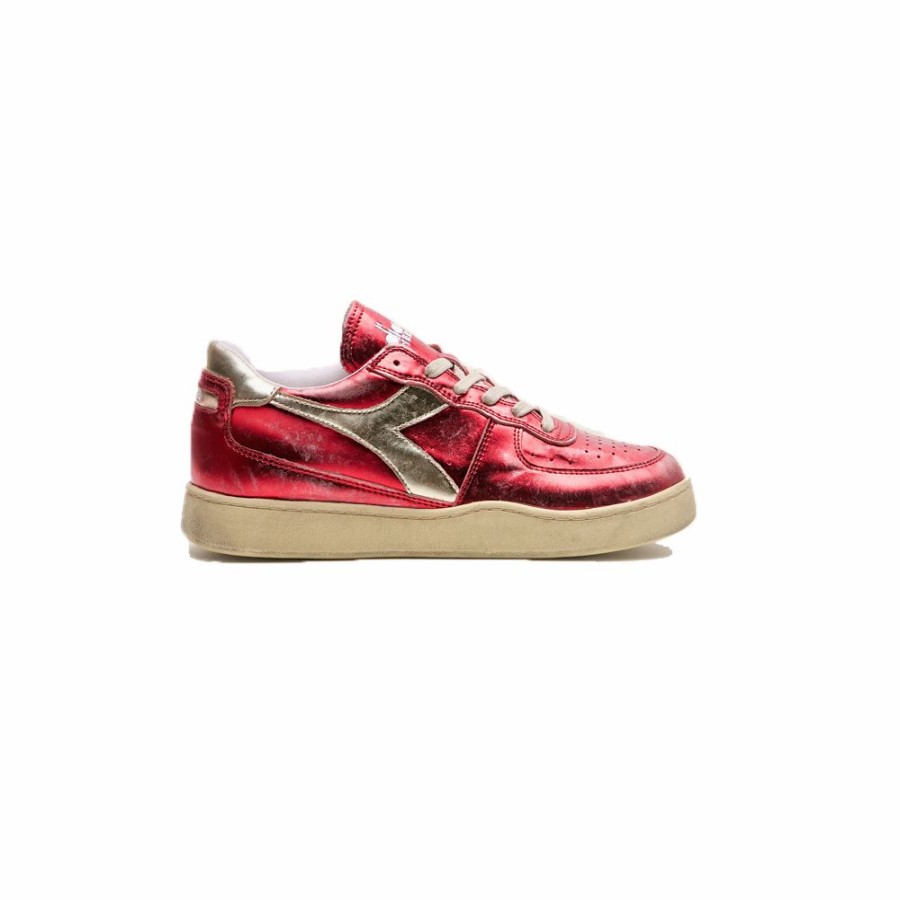 Womens * | Special Diadora Mi Basket Low Metallic Distressed Carmine Red Women 201.178888.45033