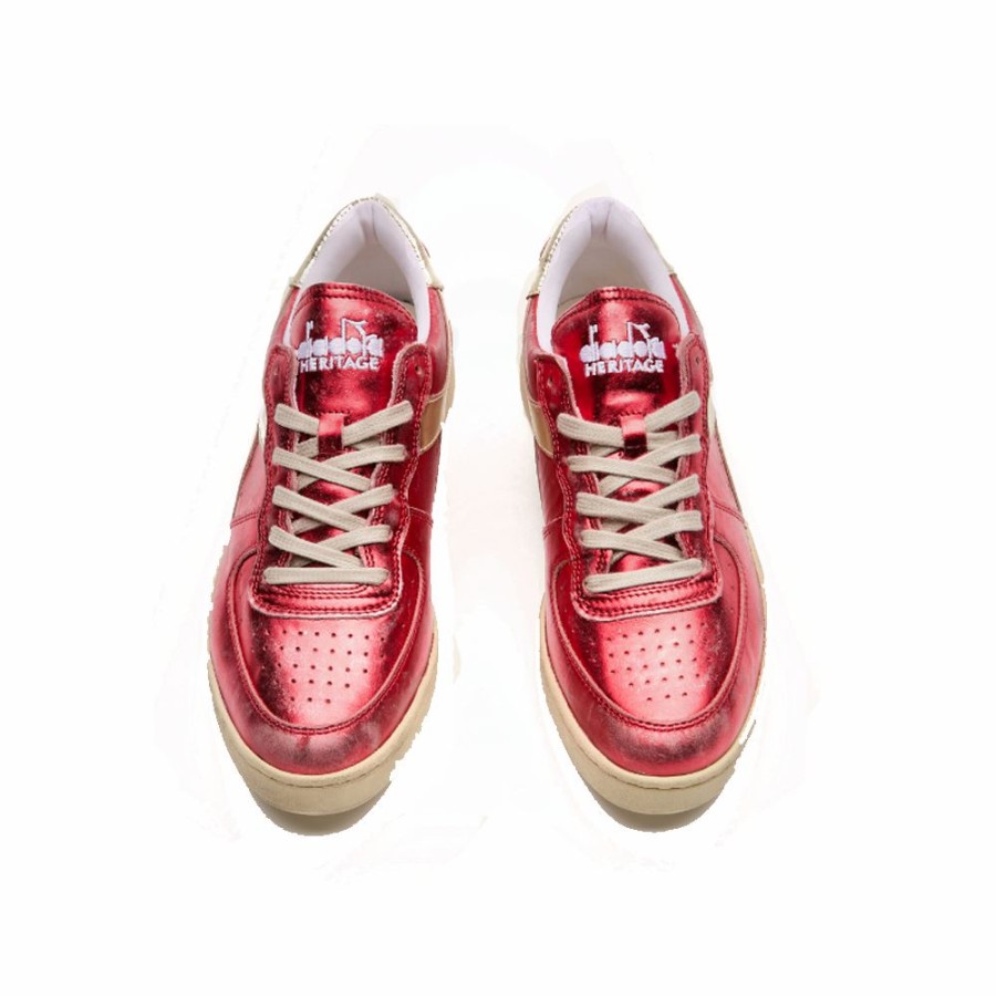 Womens * | Special Diadora Mi Basket Low Metallic Distressed Carmine Red Women 201.178888.45033