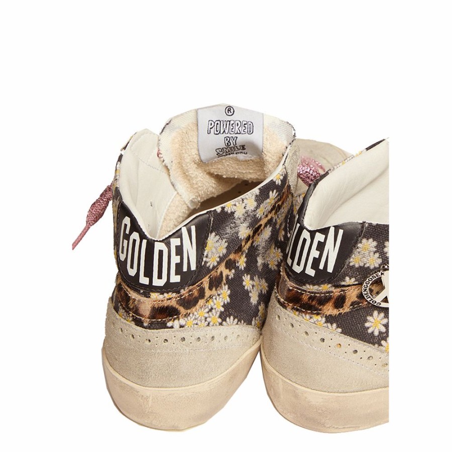 Womens * | Shop New Golden Goose Mid-Star Daisies Printed Canvas Upper Leo Horsy Wave Women Gwf00122.F002881.81633