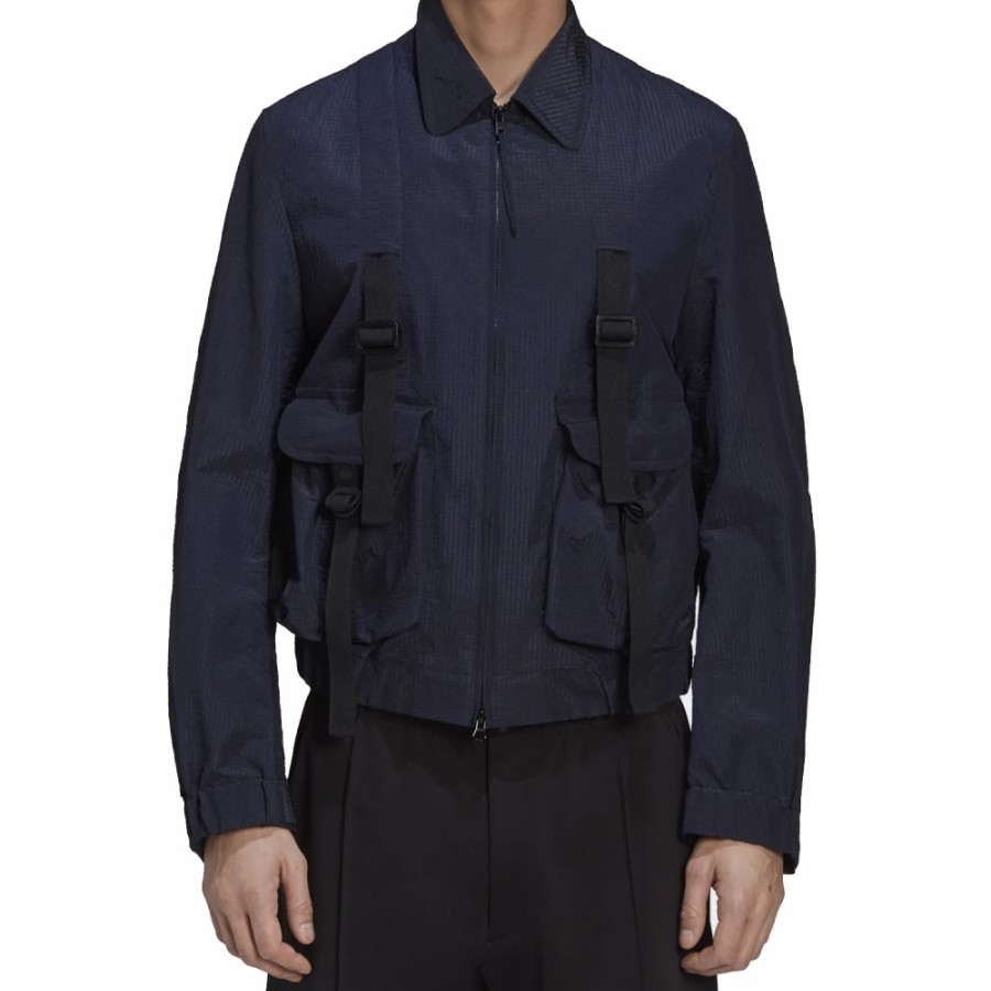 Mens * | Shop New Adidas X Y-3 Ch2 Sporty Seersucker Blouson Navy Men Gv6075