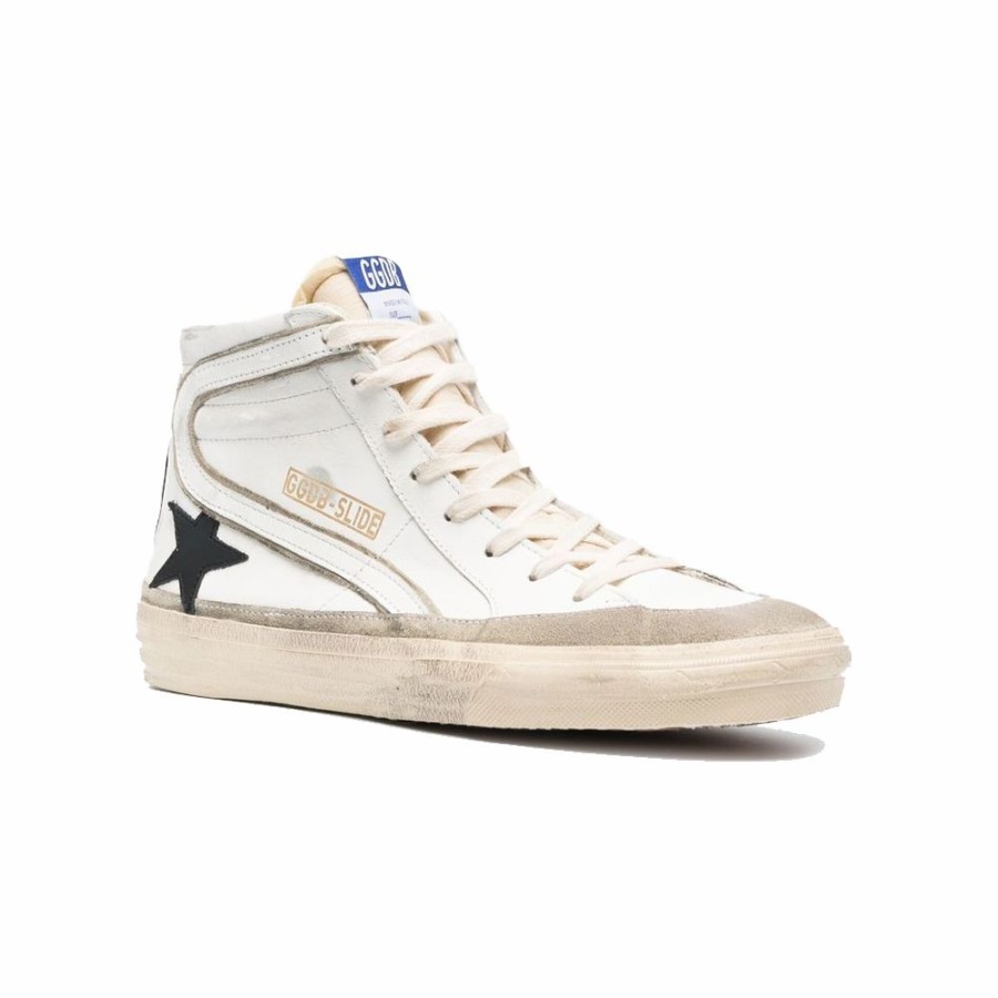 Mens * | Flash Sale Golden Goose Slide Leather Upper Star List White/Cream Men Gmf00369.F003259.11198