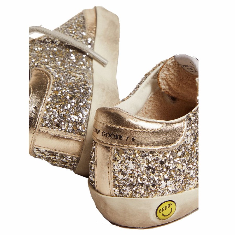 Kids * | Online Store Golden Goose Super-Star Glitter Upper Laminated Lacing Star And Heel Kids Gyf00101.F002840.65157