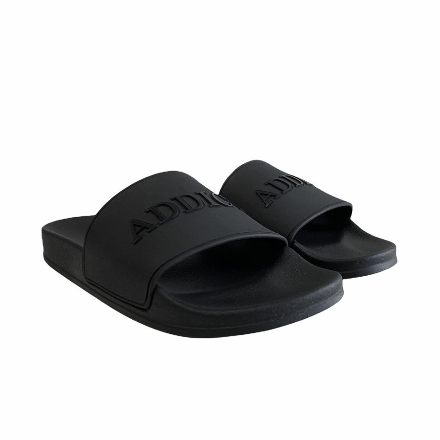 Mens * | Hot Sale Addict Luxury Men'S Slide Sandals "Made In Italy" Black Shiny Addict-003