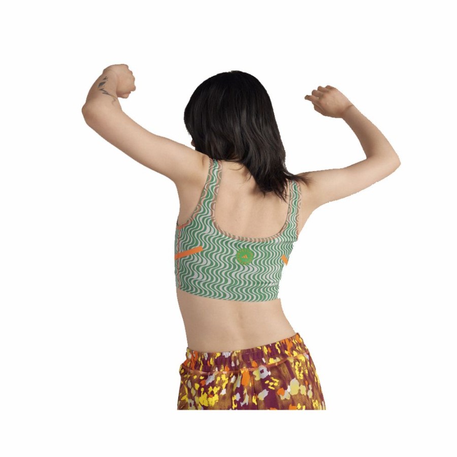 Womens * | Sells Cheap Adidas By Stella Mccartney Crop Top Print Green/Clear Onix Women Hi6036