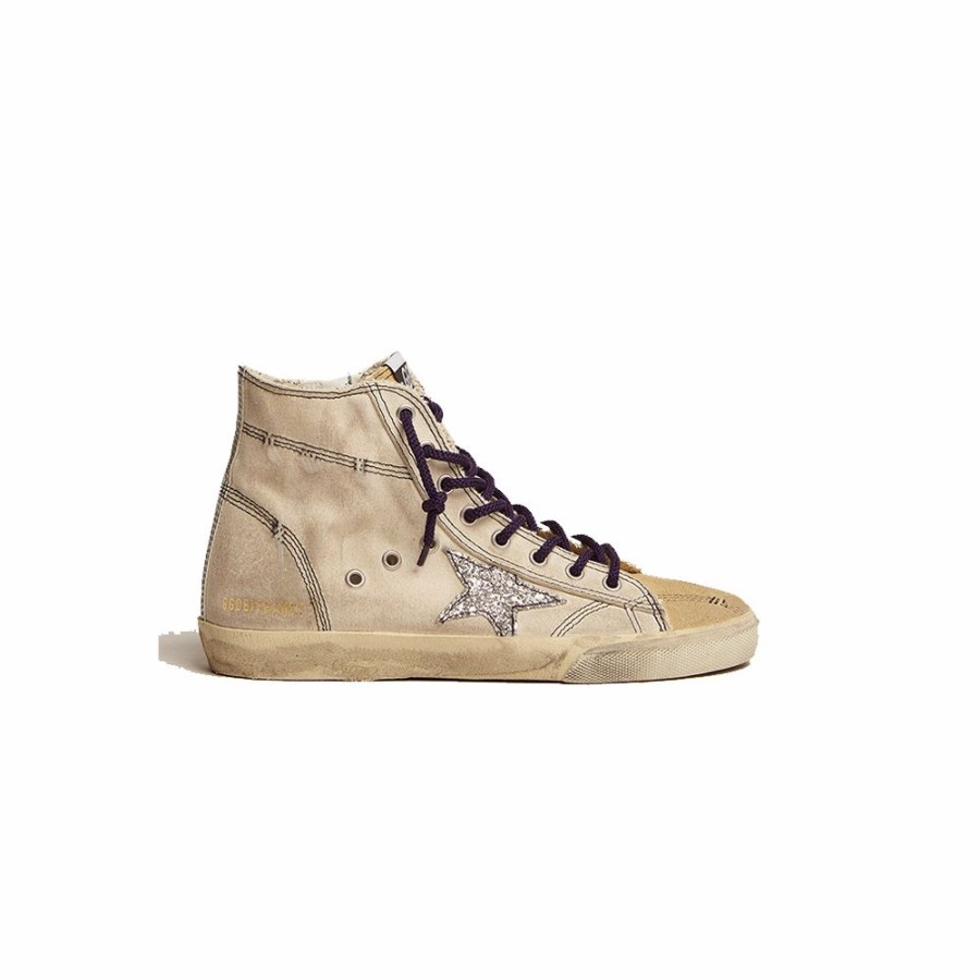 Womens * | Featured Golden Goose Francy Canvas Upper Glitter Star Leather Heel Stitching Women Gwf00113.F002460.10875