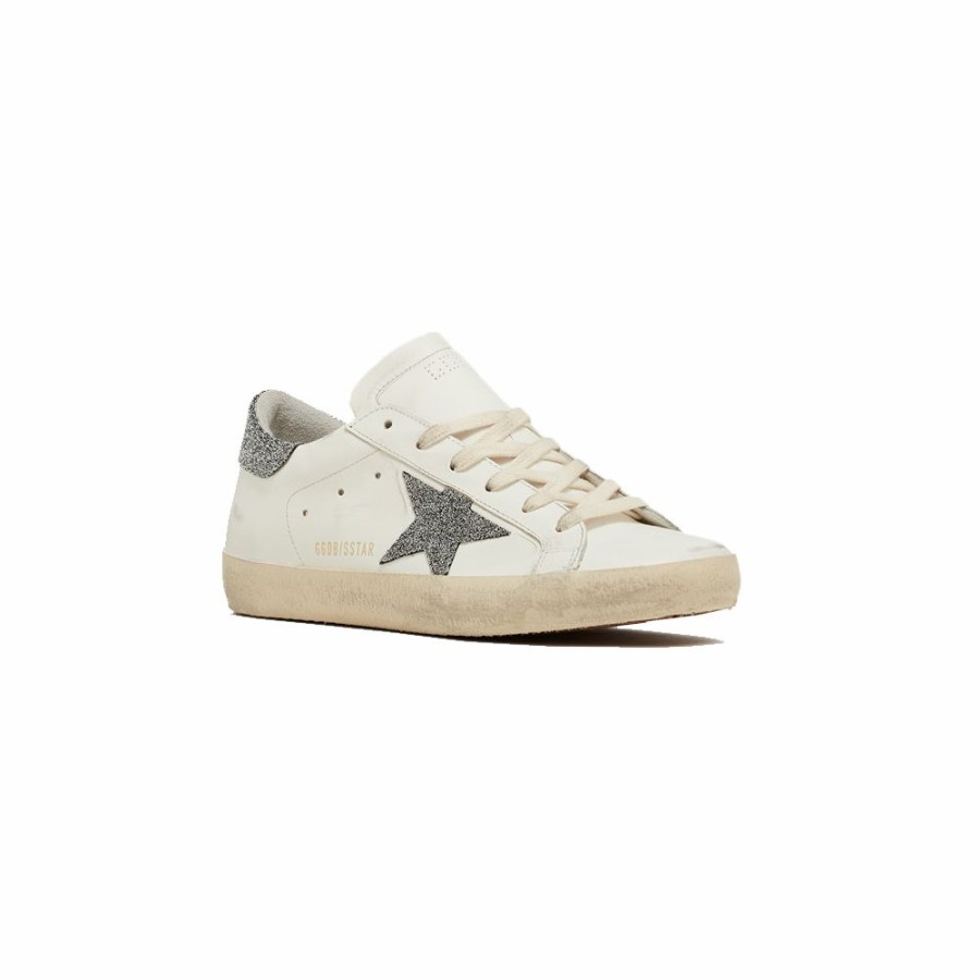 Womens * | Featured Golden Goose Super-Star Leather Upper Crystal Star White/Silver Women Gwf00101.F003354.80185