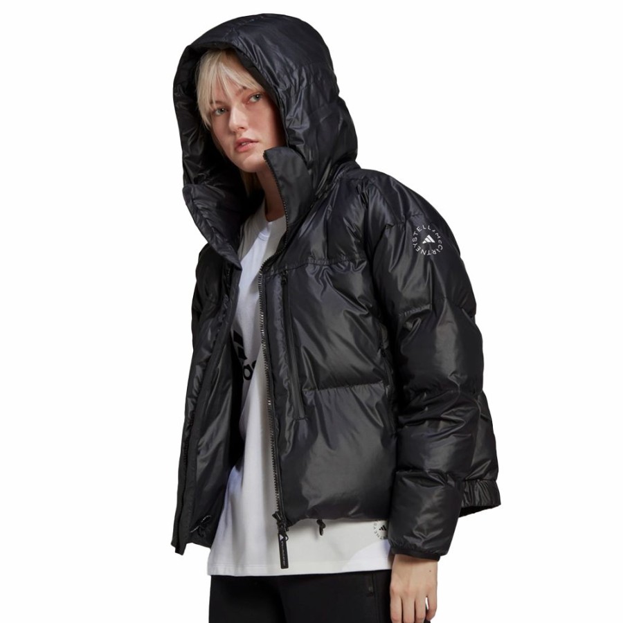 Womens * | Special Adidas By Stella Mccartney Short Puffer Jacket Black/White Women Hf9004