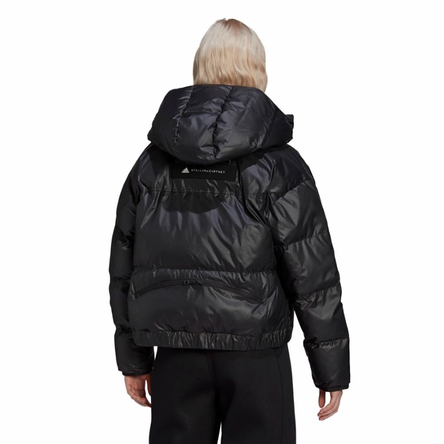 Womens * | Special Adidas By Stella Mccartney Short Puffer Jacket Black/White Women Hf9004