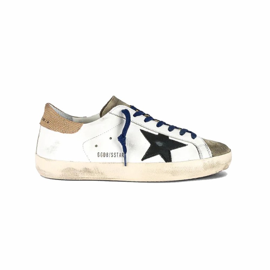 Mens * | Discount Store Golden Goose Super-Star Leather Upper Suede Toe And Tejus White/Taupe/Black Men Gmf00101.F003208.11178