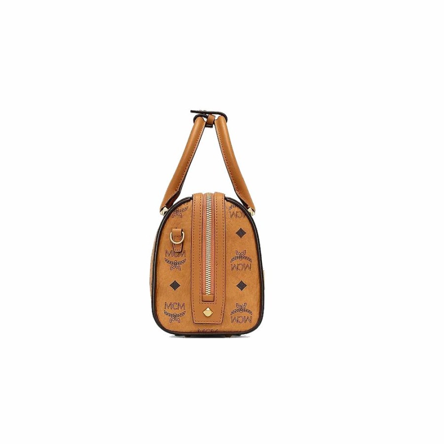 Womens * | Sells Cheap Mcm Boston Bag In Visetos Cognac Mwbaase02Co001