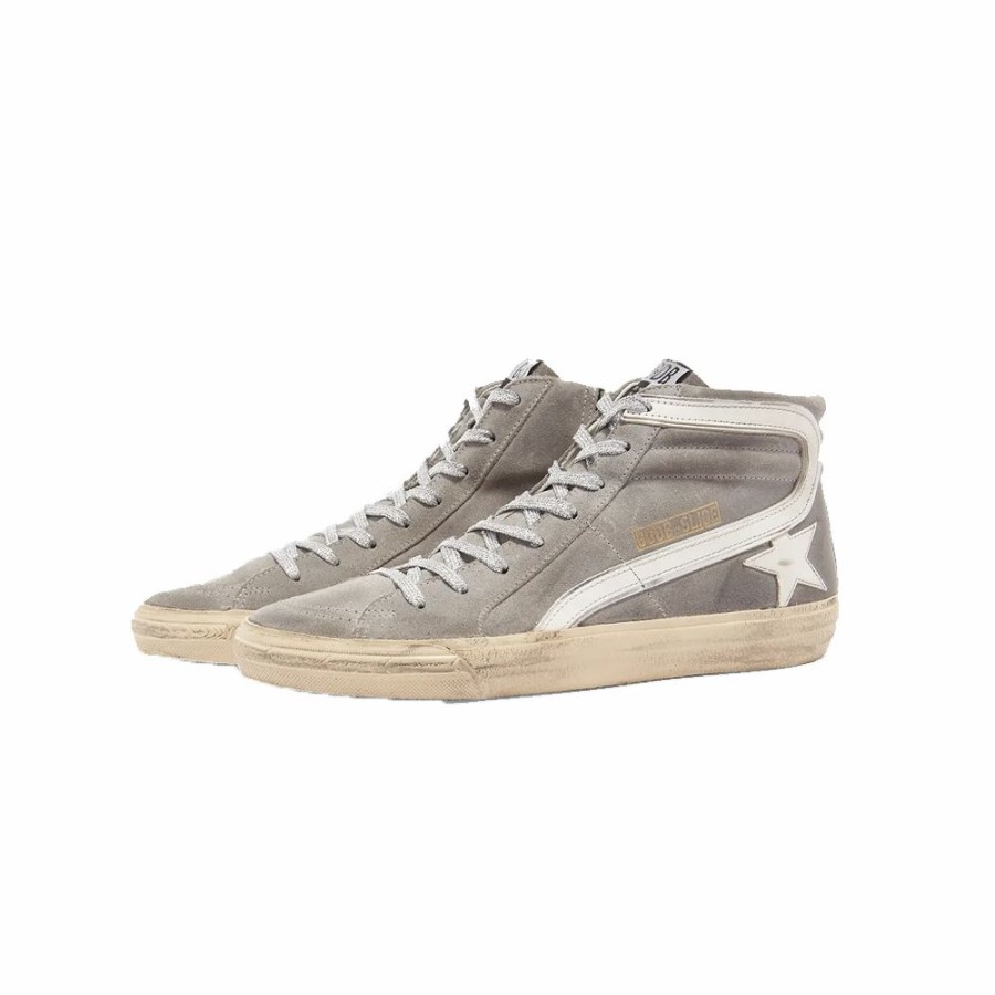 Mens * | Excellent Quality Golden Goose Slide Waxed Suede Upper Leather Star And List Grey Men Gmf00115.F003231.60364