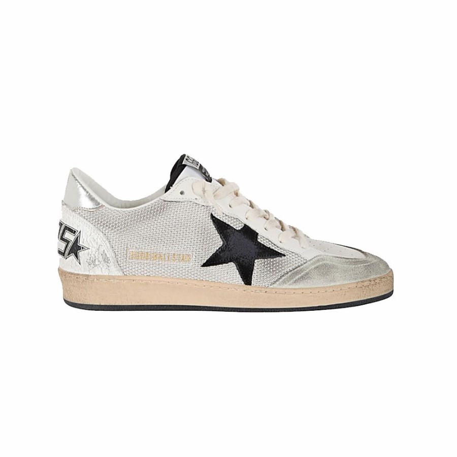 Mens * | Exclusive Golden Goose Ball Star Net Upper Suede Star Laminated Heel White/Black Men Gmf00117.F003215.81780