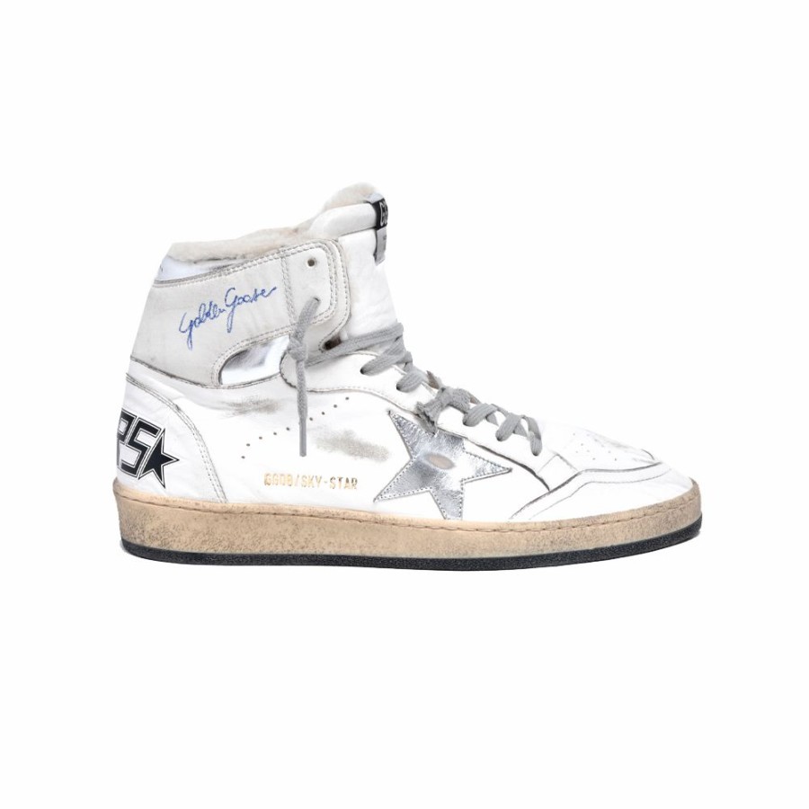 Mens * | Shop New Golden Goose Sky Star Nappa Upper Serigraph White Men Gmf00230.F002194.80185