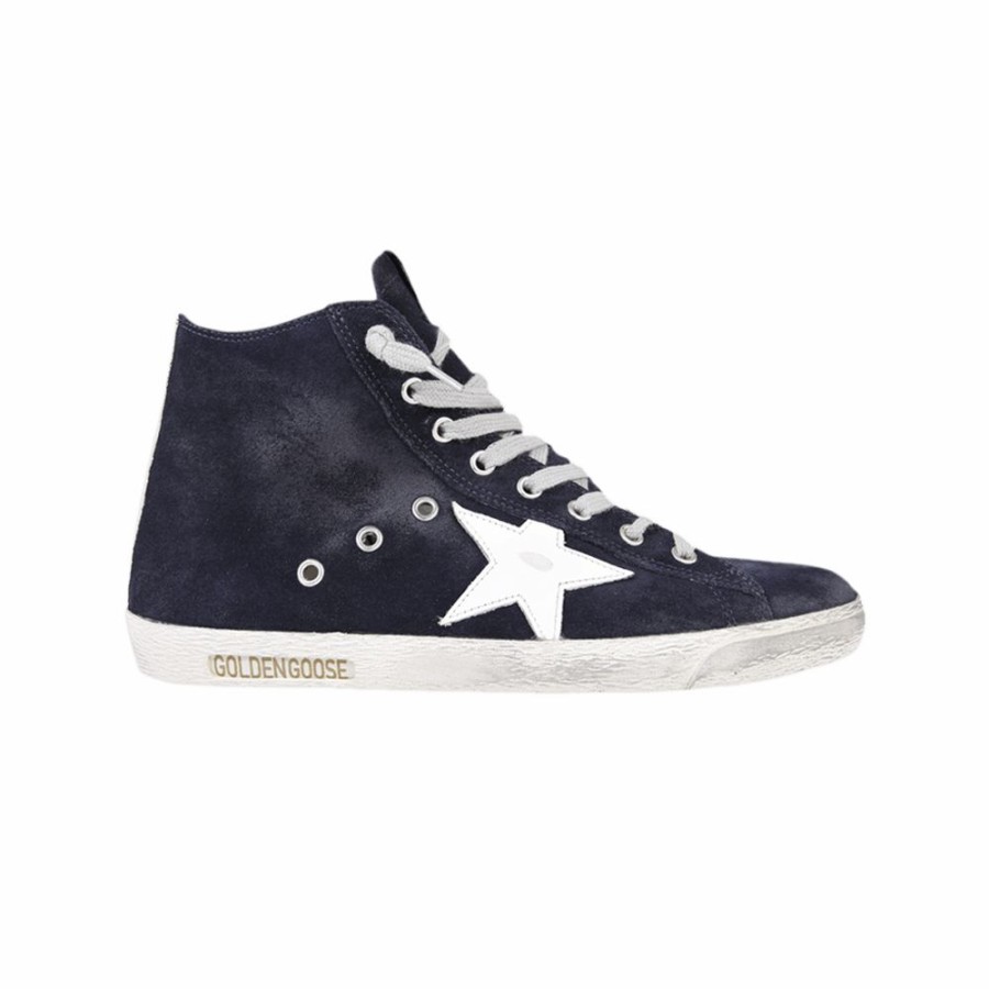 Mens * | Latest Golden Goose Francy Classic Suede Upper Shiny Leather Star Nigh Blue Men Gmf00113.F000322.50517