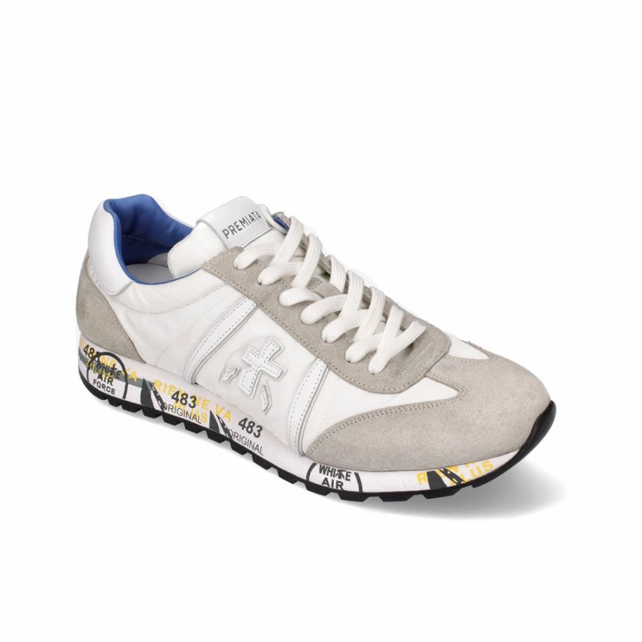 Mens * | Excellent Quality Premiata Lucy White/Grey Men Lucy-206E