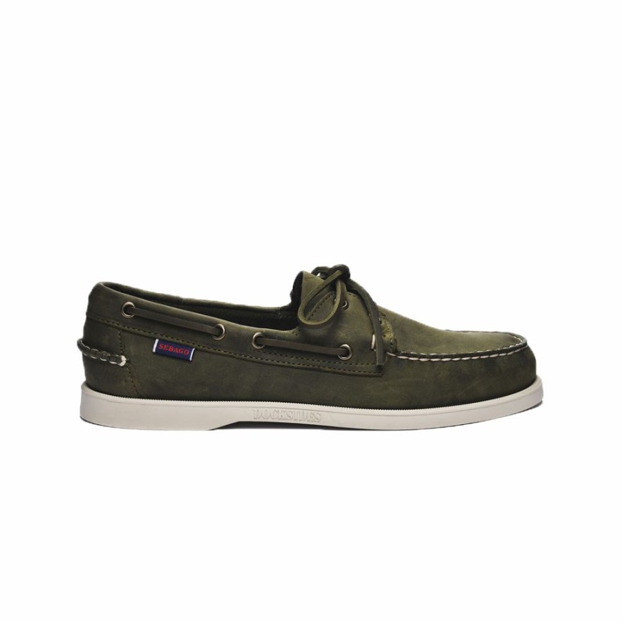 Mens * | Cheap Sebago Dockside Portland Crazy H Green Military Men 70015H0-909