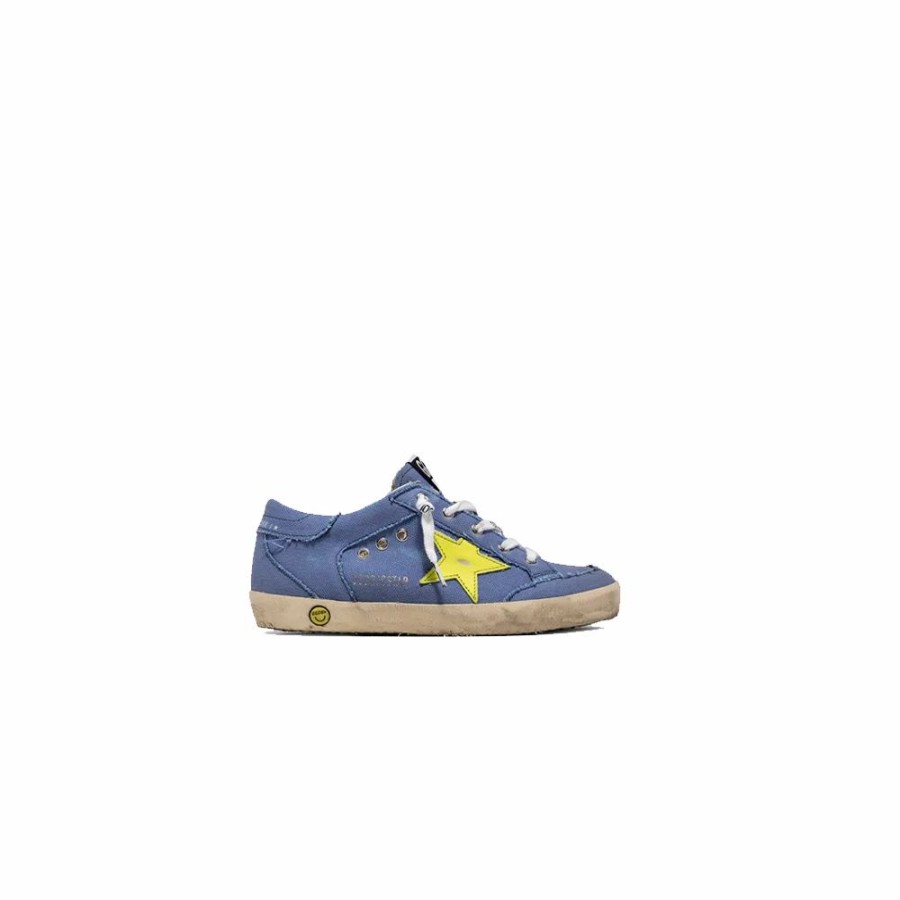 Kids * | Shop New Golden Goose Super-Star Penstar Frayed Blue Canvas Upper Kids Gyf00109.F002839.50679