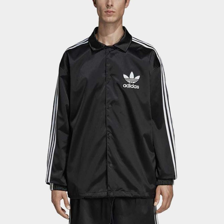 Mens * | Latest Adidas Satin Coach Black/White Men Dv1617