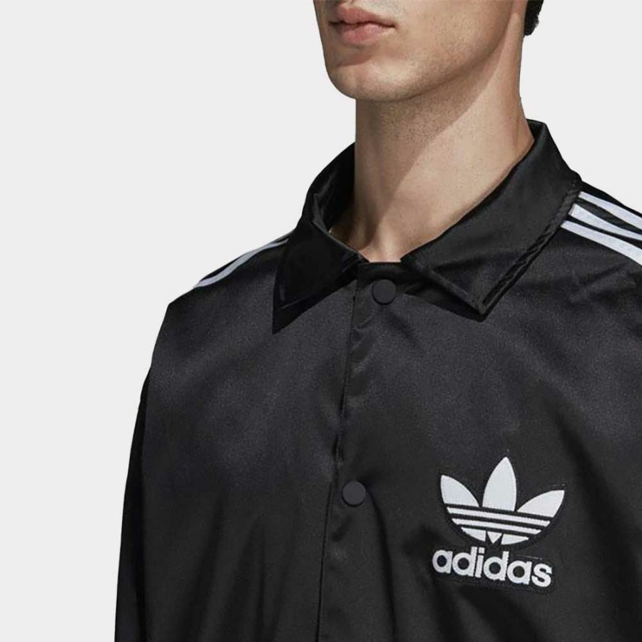 Mens * | Latest Adidas Satin Coach Black/White Men Dv1617