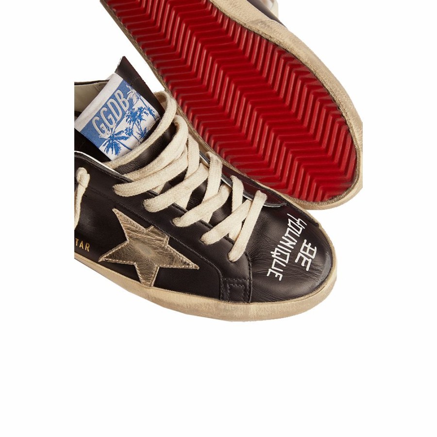 Womens * | Featured Golden Goose Super Star Leather Laminated Star Black Women Gwf00102.F002490.90304