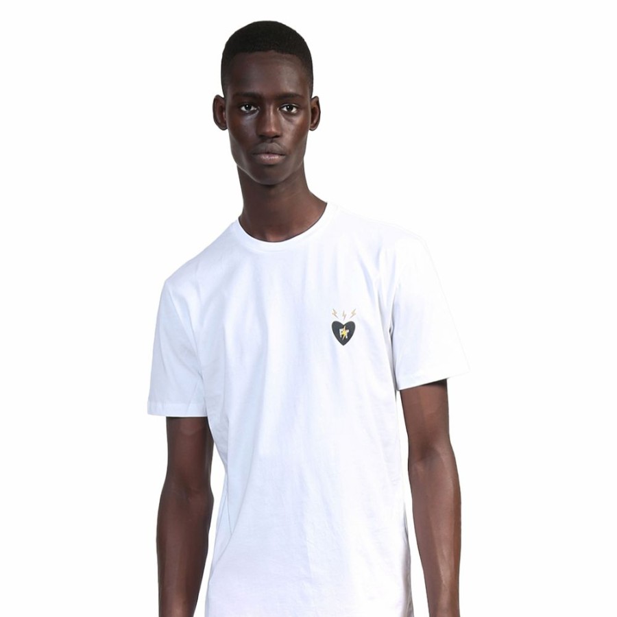 Mens * | Sells Cheap Fabrice Tardieu Small Heart Crew White/Black Men Ft-Shc