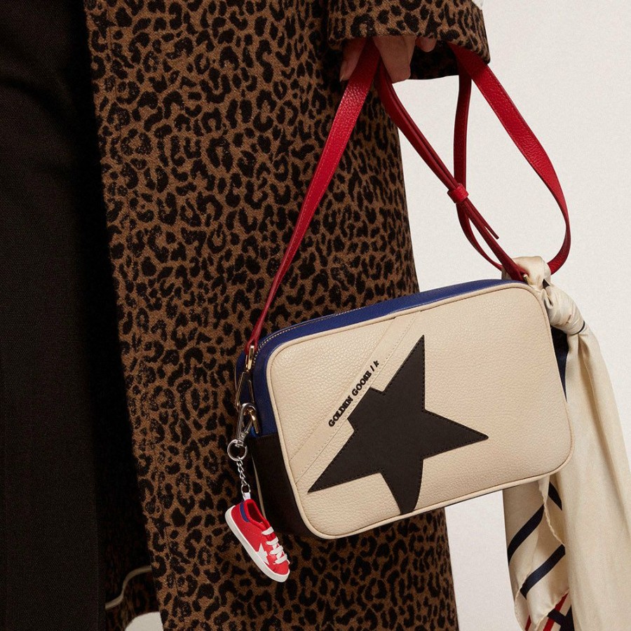 Womens * | Latest Golden Goose Star Bag Pebbled Leather Black Star Red/Blue Gwa00101.A000192.80751