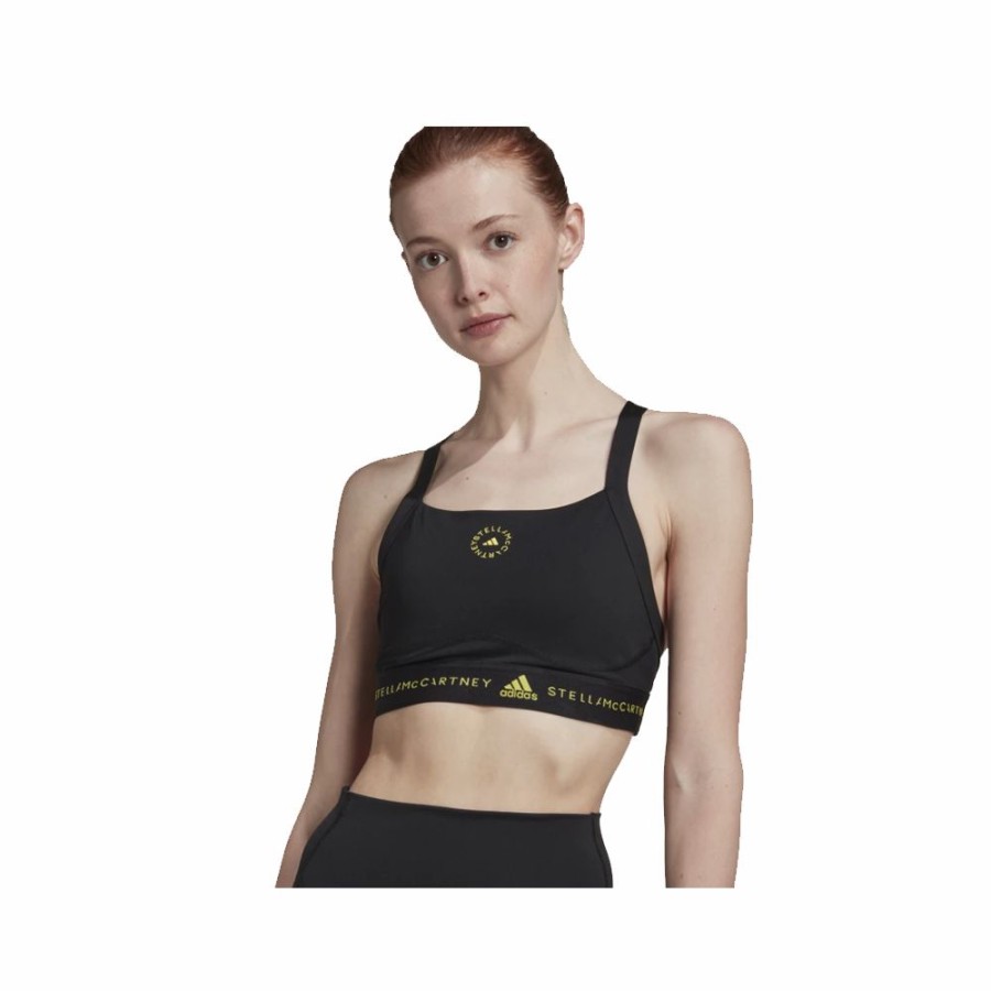 Womens * | Excellent Quality Adidas By Stella Mccartney Truepur Bra Black/Shock Yellow Women Hg6868