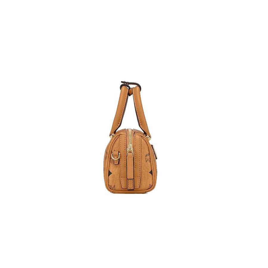 Womens * | Shop New Mcm Boston Bag In Visetos Original Cognac Mwbaase03Co001