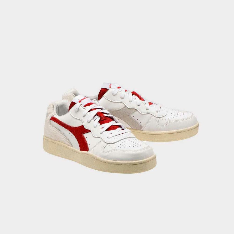 Mens * | Featured Diadora X Danilo Paura Mi Basket Low Paura White/Red Men 501.177447-C4340