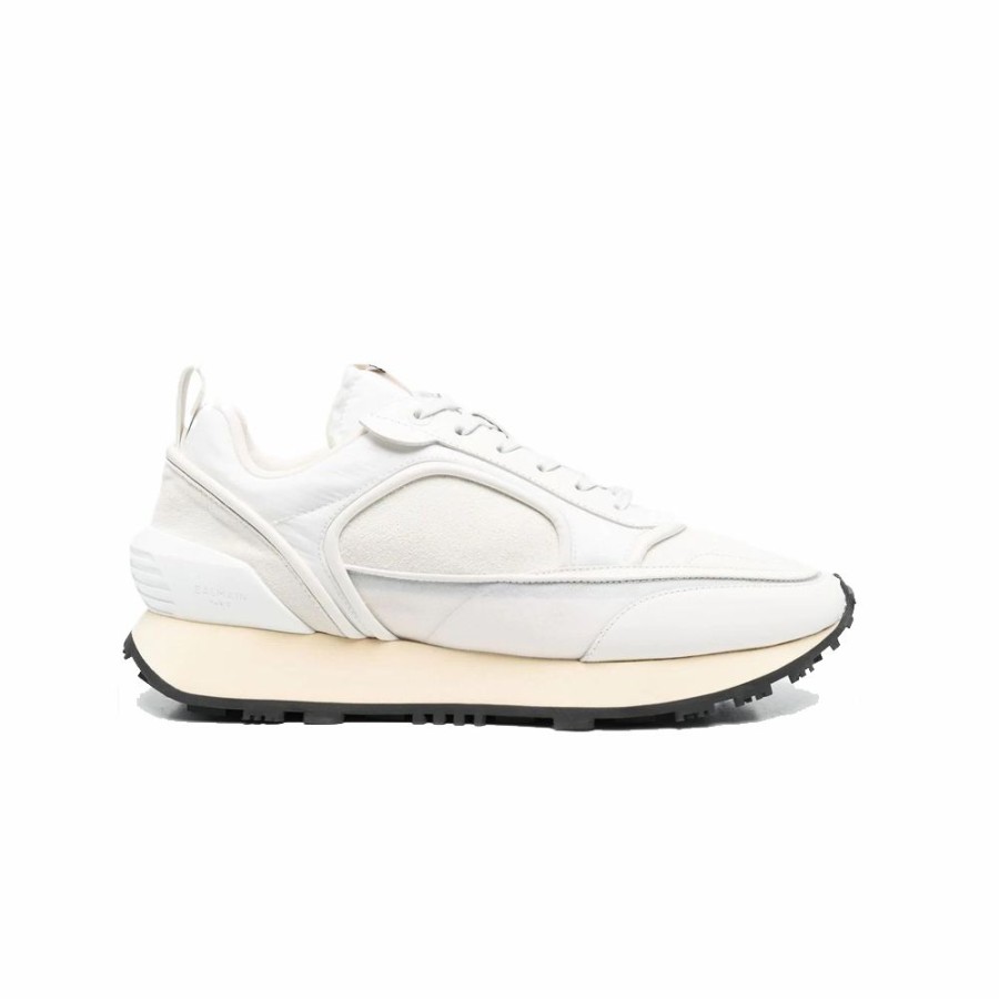 Mens * | Featured Balmain Suede, Nylon And Mesh Racer Low-Top Sneakers White Men Ym1Vi305Tsyh