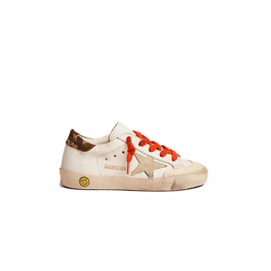 Kids * | Best-Selling Golden Goose Super-Star Leather Upper Suede Star White/Camo Kids Gyf00107.F002836.10978