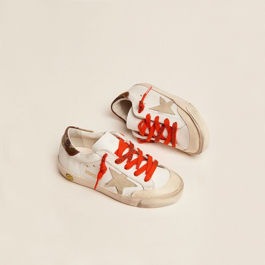 Kids * | Best-Selling Golden Goose Super-Star Leather Upper Suede Star White/Camo Kids Gyf00107.F002836.10978