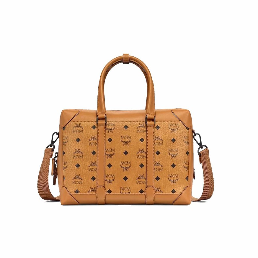 Womens * | Featured Mcm Klassik Tote In Monogram Leather Cognac Mmtcsbf02Co001