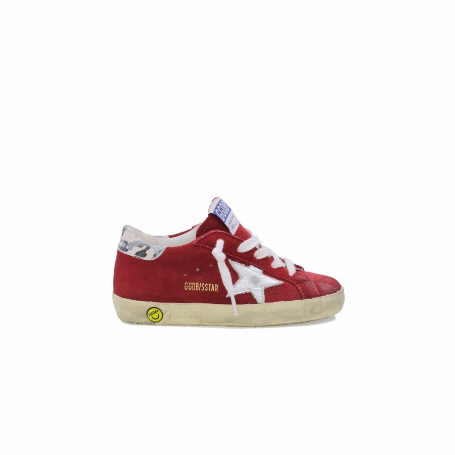 Kids * | Hot Sale Golden Goose Superstar Red Suede Camouflage Suede Heel Kids Gyf00101.F001156.40377